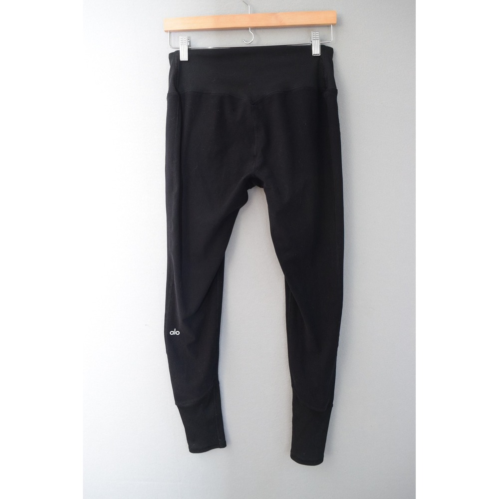 Alo High-Waist Alosoft Lounge Legging Large Black Ribbed Activewear Womens